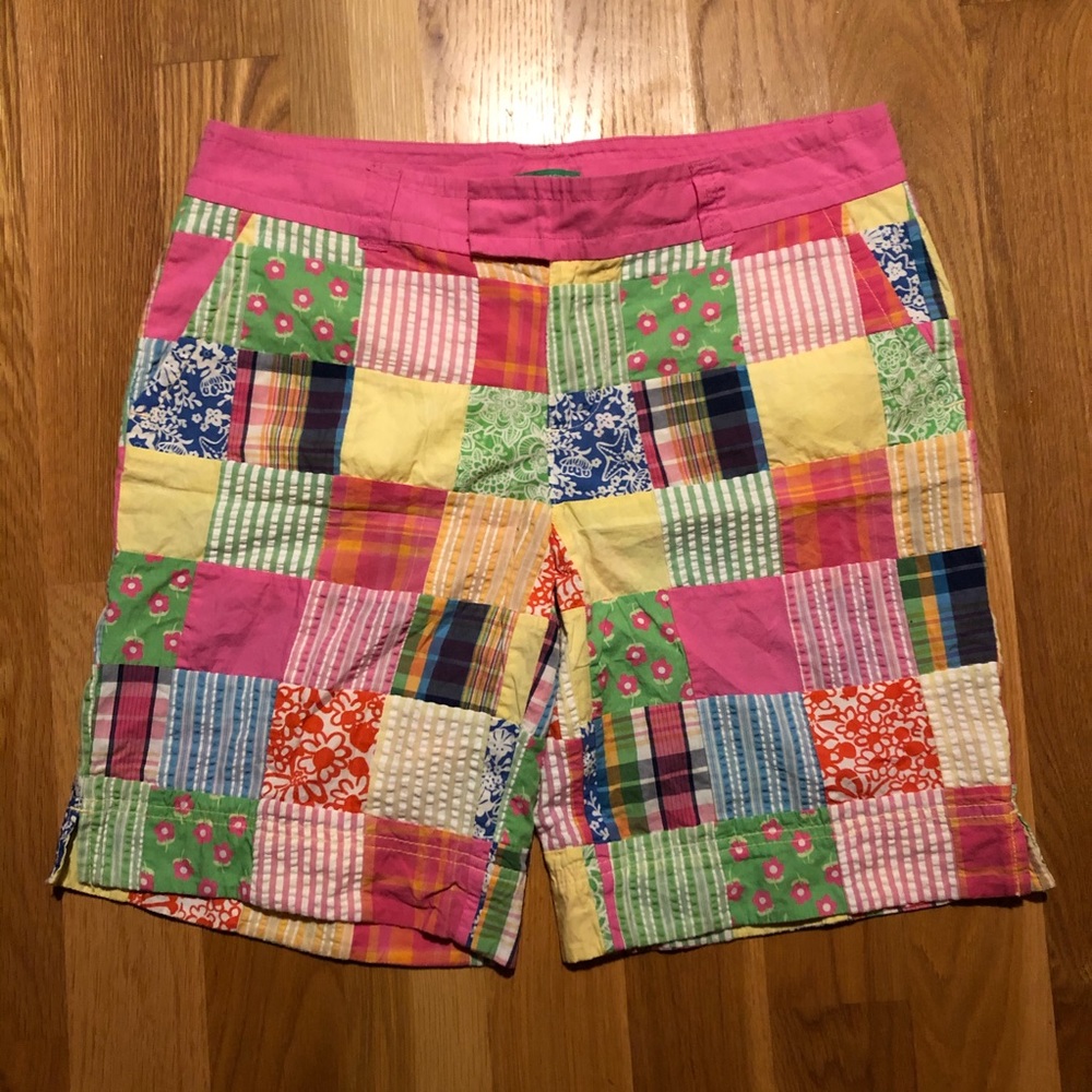 Lilly Pulitzer Patchwork Pink Multi-Color Cotton Shorts